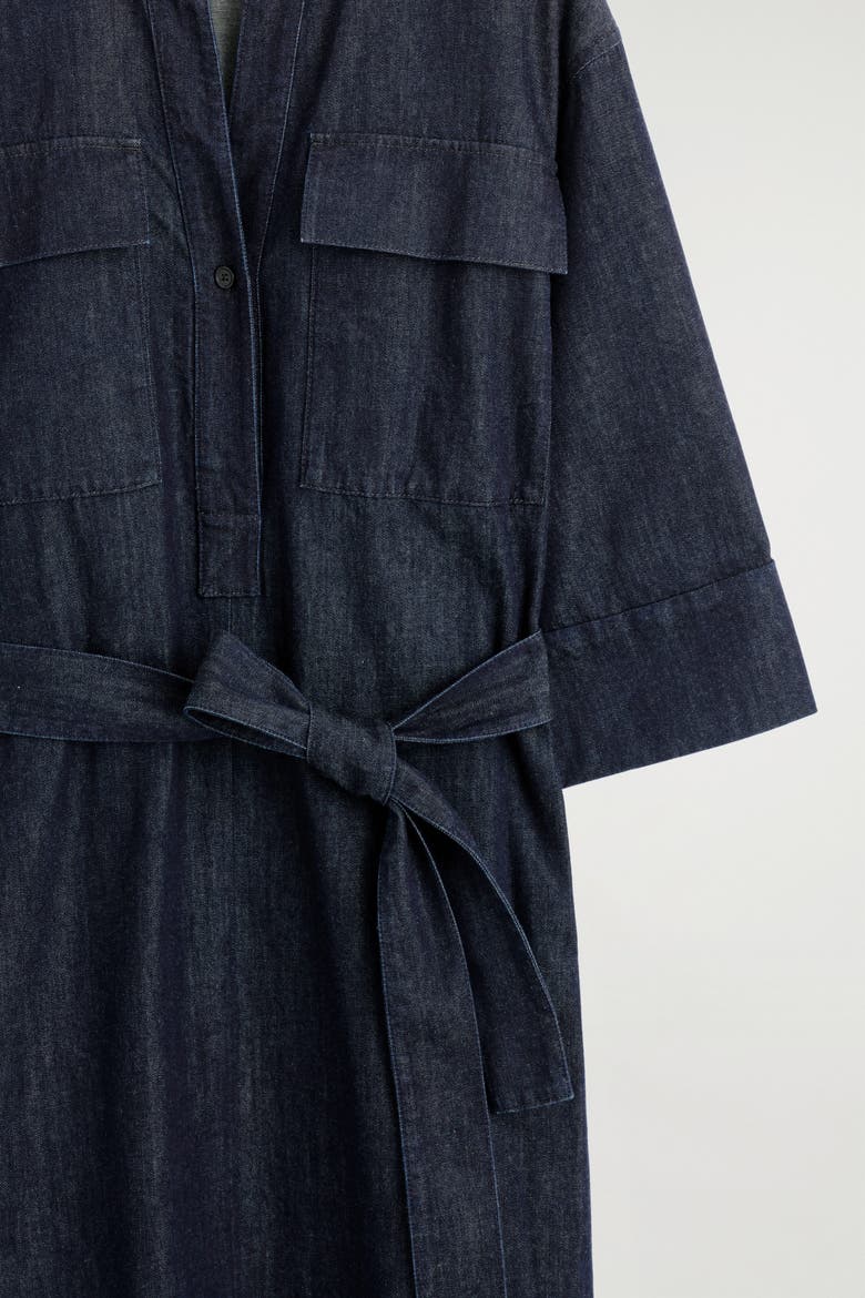 Denim Utility Midi Shirt Dress, Alternate, color, DARK BLUE