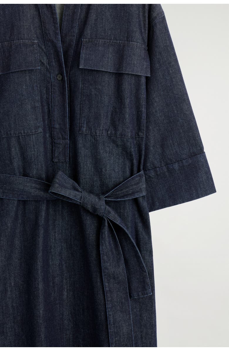 COS Denim Utility Midi Shirt Dress, Alternate, color, Dark Blue