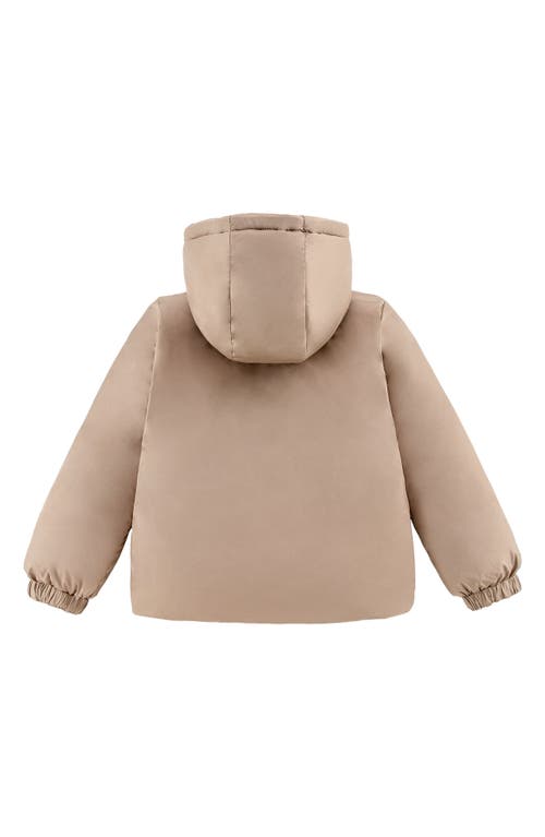 Calonie Kids' Alex Reversible Down Hooded Puffer Jacket In Brown