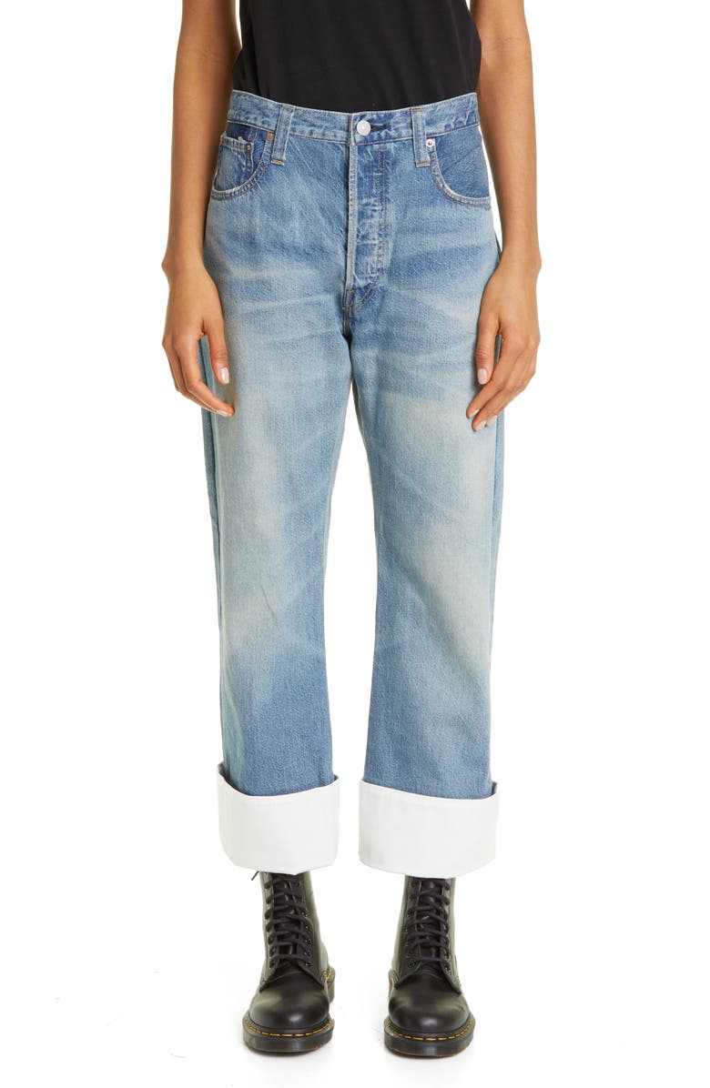 Junya Watanabe Cuff Rigid Wide Leg Jeans, Main, color, 