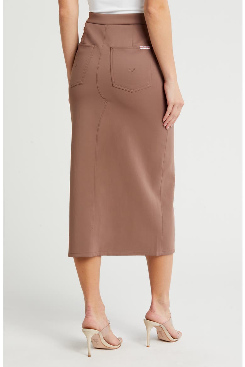 Scuba Reconstructed Midi Skirt, Alternate, color, DEEP TAUPE