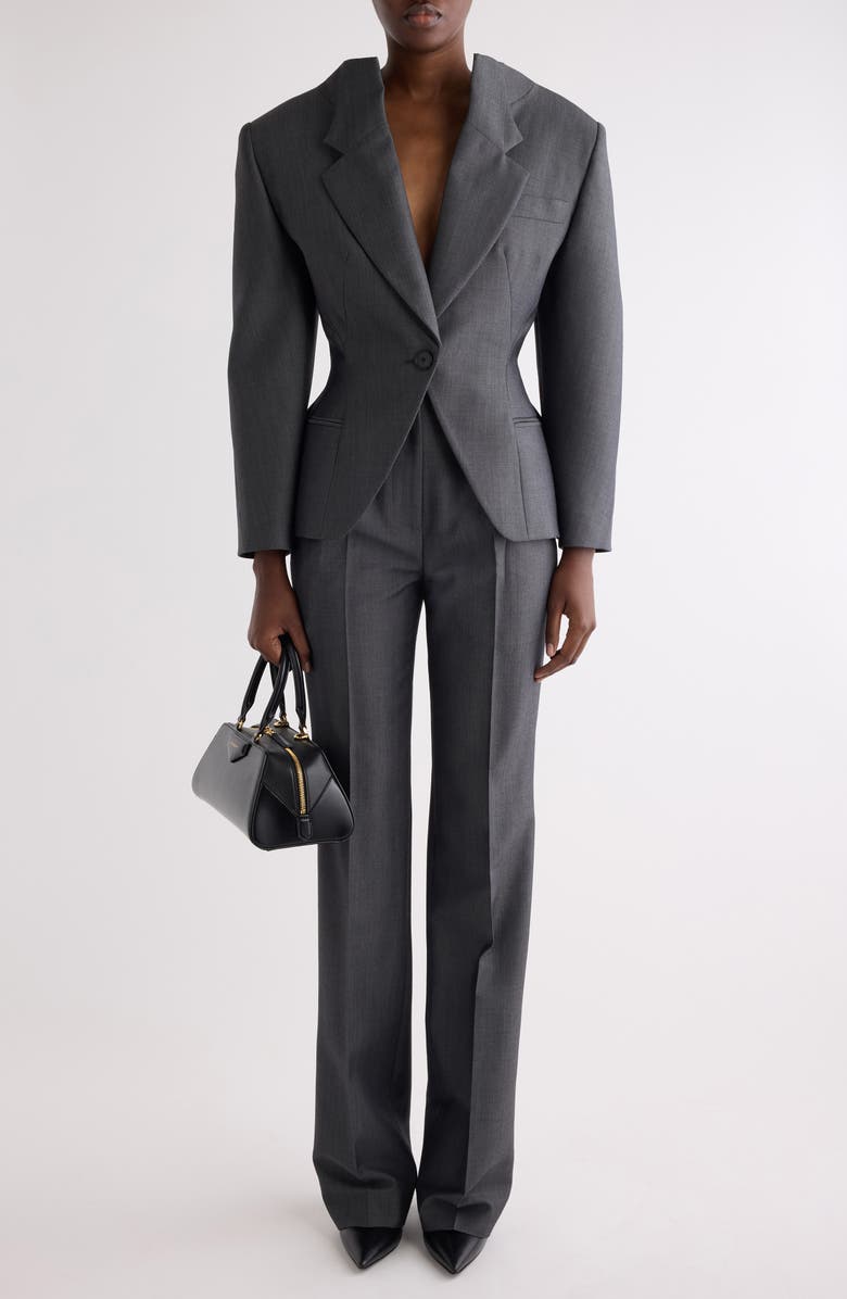 Givenchy Slashed Stretch Wool Blend Jacket, Alternate, color, Grey Mix