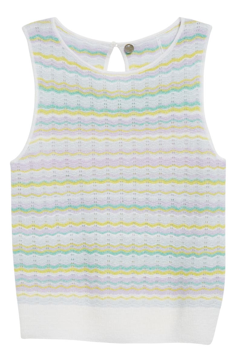 MARGARET O'LEARY Chevron Stripe Pointelle Cashmere & Linen Sleeveless Sweater, Alternate, color, 
