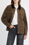 Thread & Supply Leopard Print Cotton Denim Shacket