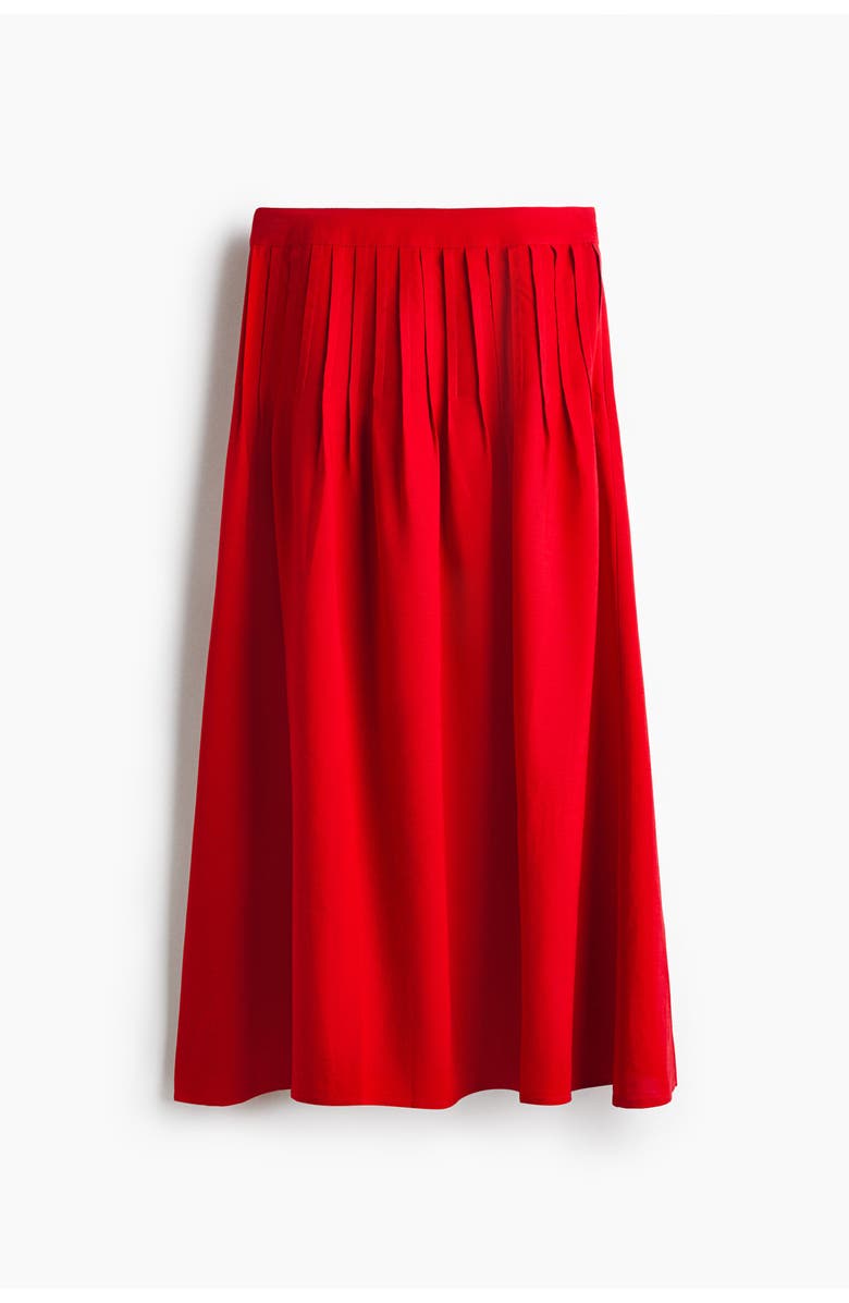 H&M Pleated Linen-blend Skirt, Main, color, Bright Red