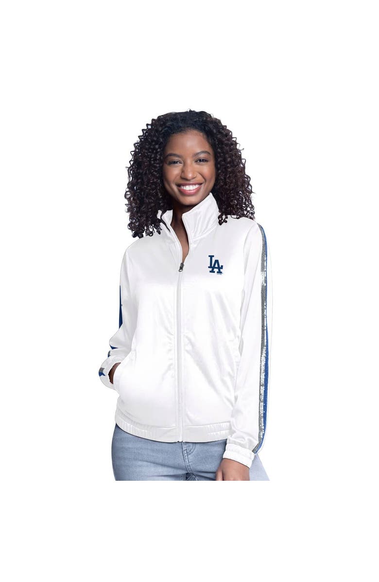 G-III SPORTS BY CARL BANKS Women's G-III Sports by Carl Banks  White Los Angeles Dodgers Gear II Full-Zip Track Jacket, Main, color, 