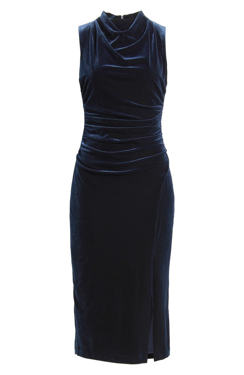Vince Camuto Cowl Neck Velvet Midi Dress, Alternate, color, Navy