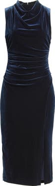 Vince Camuto Cowl Neck Velvet Midi Dress