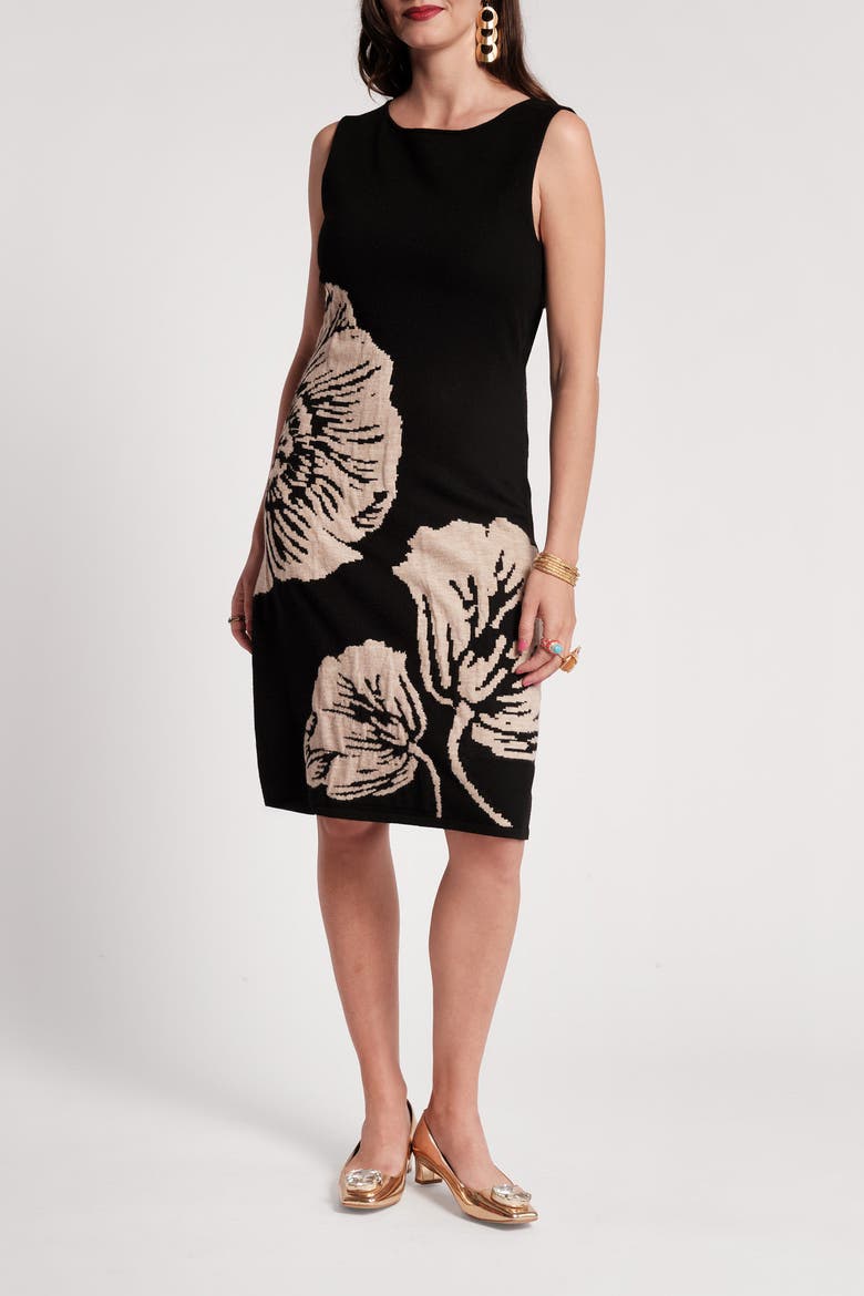 Swan Shift Dress Carefree Chrysanthemum, Main, color, Black/Camel