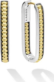 LAGOS Large Two-Tone Linear Hoop Earrings