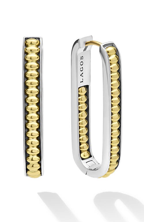 Lagos Large Two-tone Linear Hoop Earrings In Gold