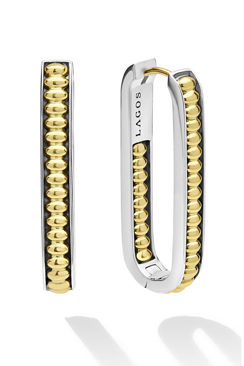 Large Two-Tone Linear Hoop Earrings video