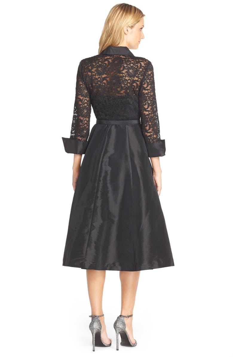 Eliza J Mixed Media Fit & Flare Dress, Alternate, color, 