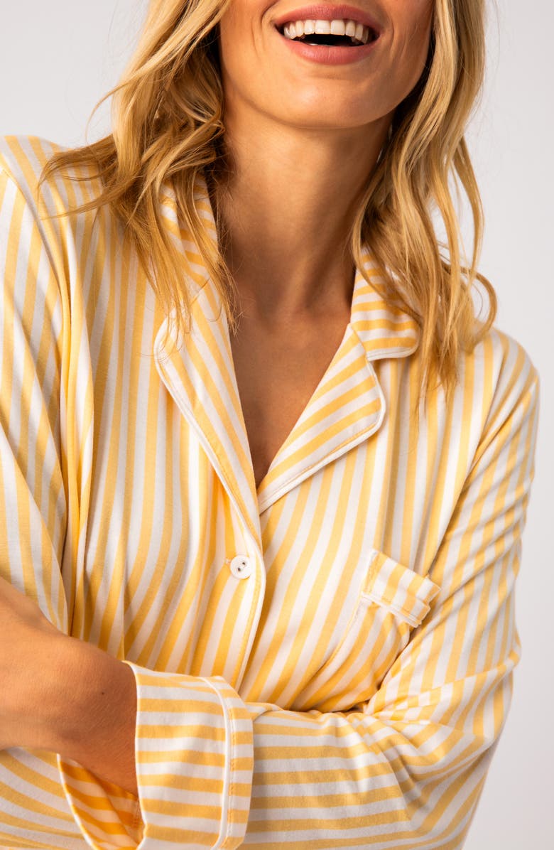 PJ Salvage Lazy Days Stripe Long Sleeve Nightgown, Alternate, color, 