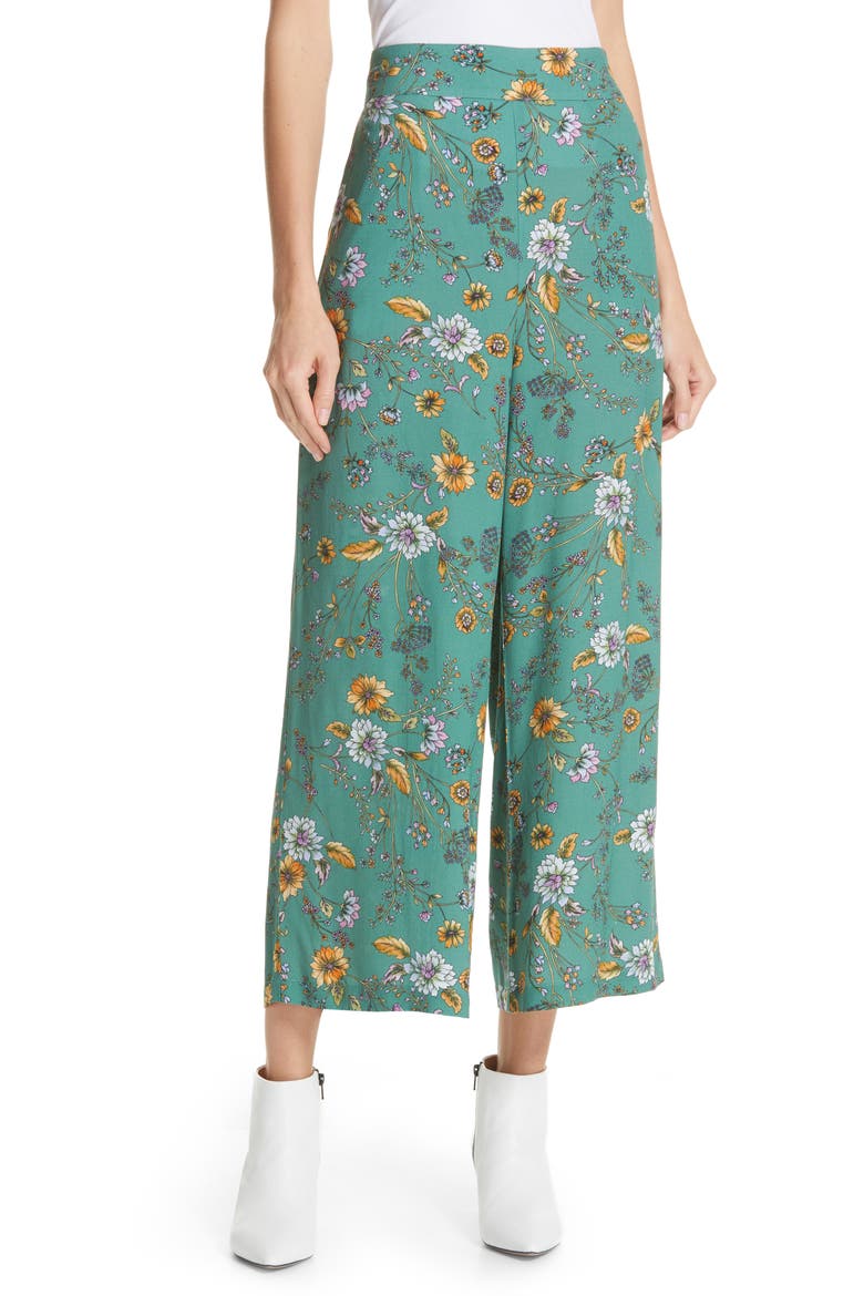 Pam Floral Smock Back Wide Leg Pants, Main, color, JADE FIELD FLOWER