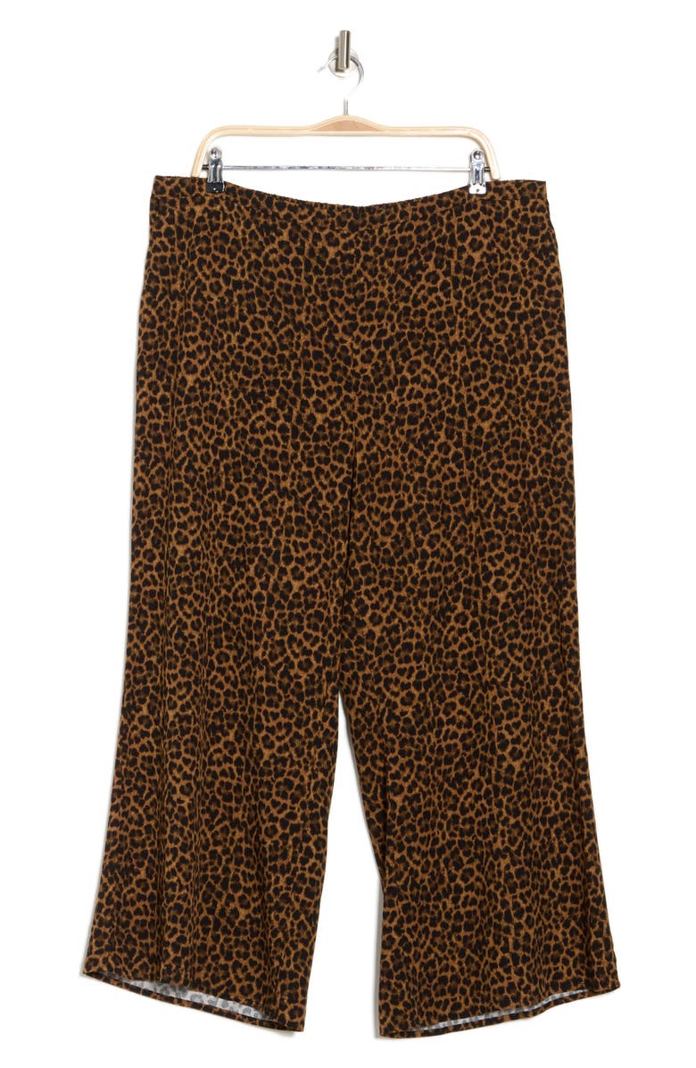 NORDSTROM RACK Pull-On Crop Palazzo Pants, Alternate, color, Brown- Black Leopard