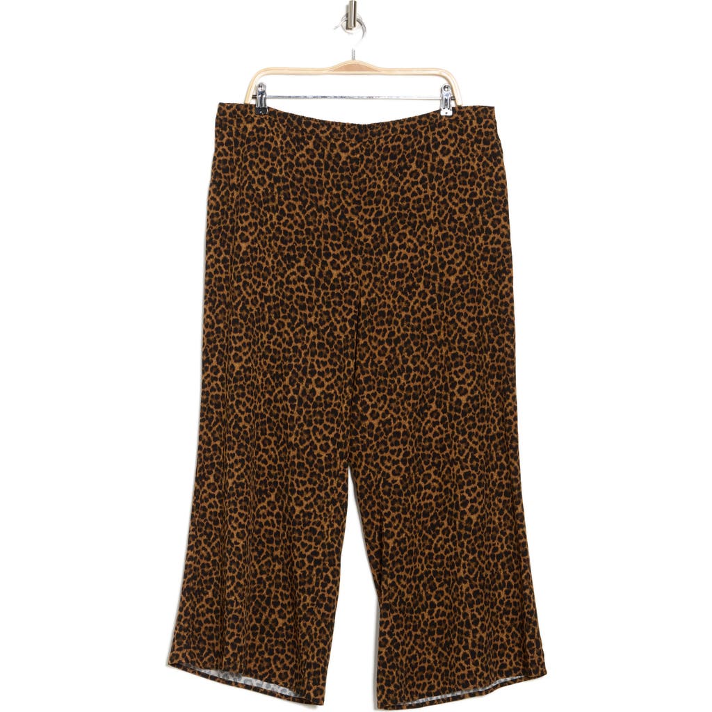Nordstrom Rack Pull-on Crop Palazzo Pants In Brown- Black Leopard