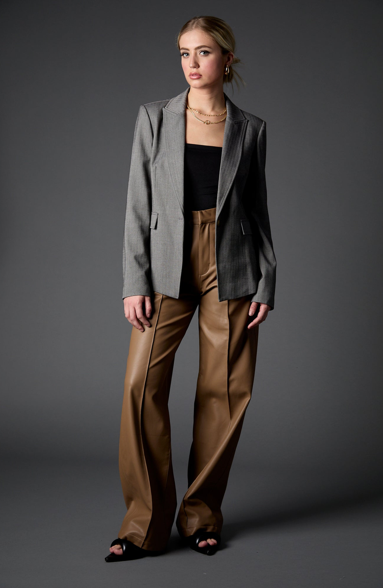 BLUE REVIVAL Taylor Belted Blazer in Grey Herringbone, Alternate, color, Grey Herringbone