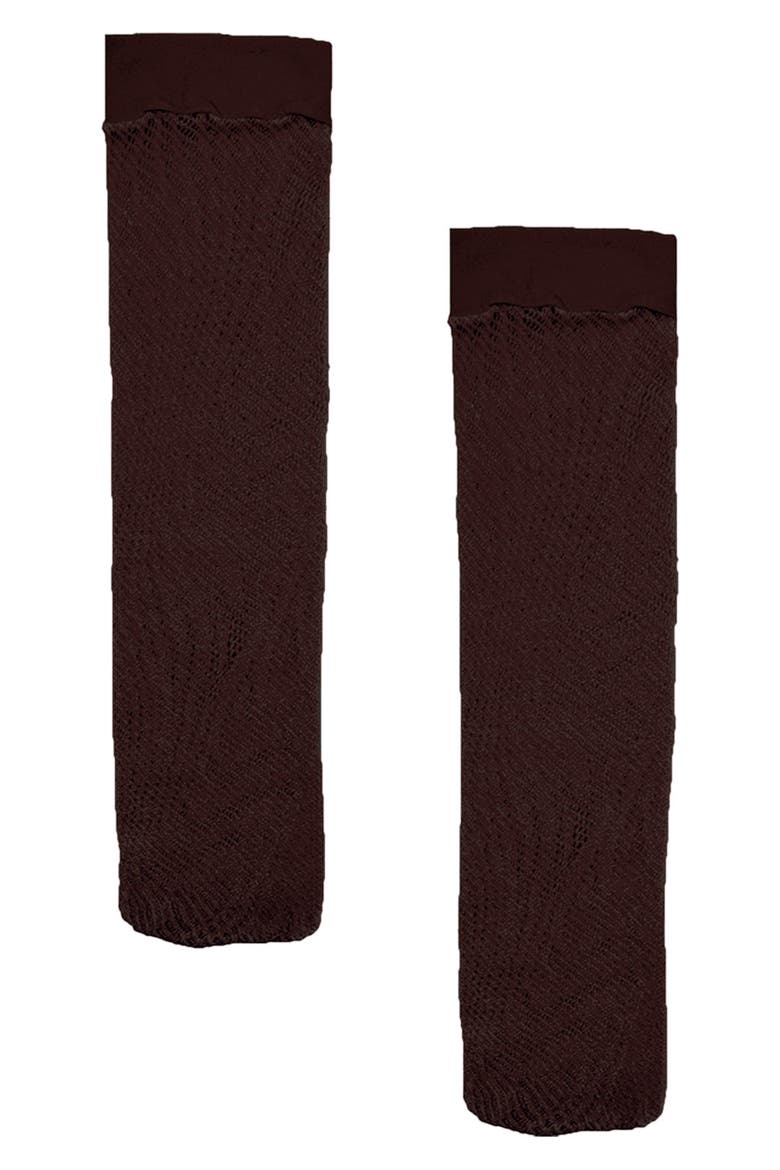 Snake Print Mesh Knee High Socks, Alternate, color, UMBER