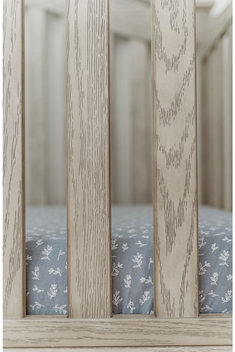 Branch Print Fitted Organic Cotton Crib Sheet, Alternate, color, TWILIGHT LEAVES