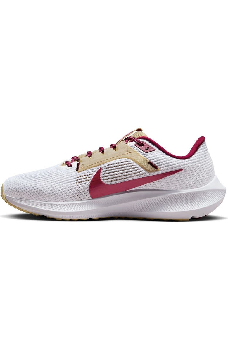 Nike Unisex Nike White Florida State Seminoles Zoom Pegasus 40 Running Shoe, Alternate, color,