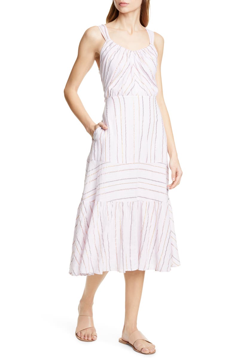 La Vie Rebecca Taylor Metallic Stripe Cotton Sundress, Alternate, color, 