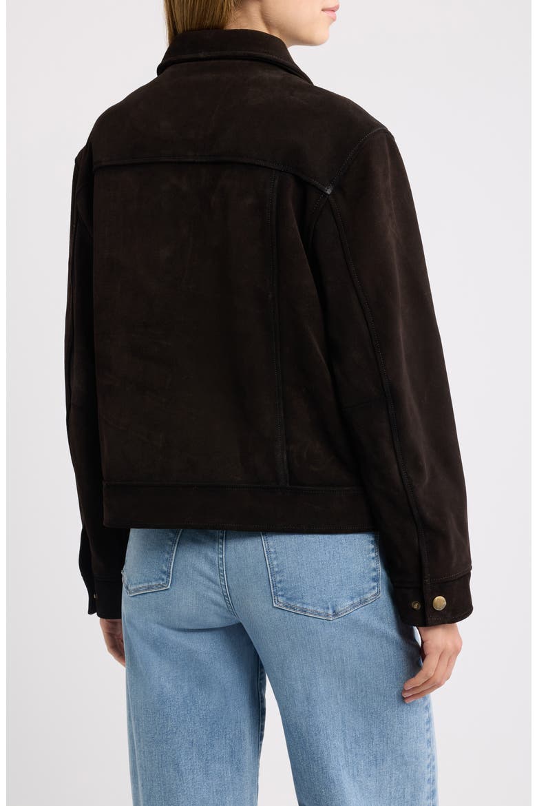 Cow Split Leather Jacket, Alternate, color, DARK BROWN