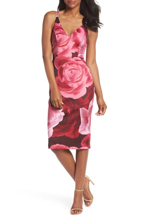 Xscape Floral Print Scuba Crepe Dress