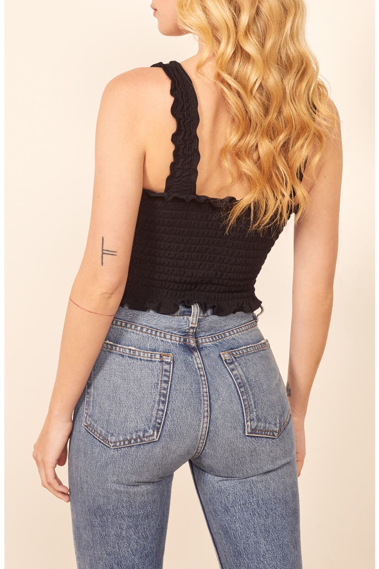 Leonore Smock Crop Top, Alternate, color, BLACK