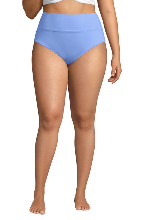 Lands' End Plus Size Pinchless High Waisted Bikini Bottoms In Blue