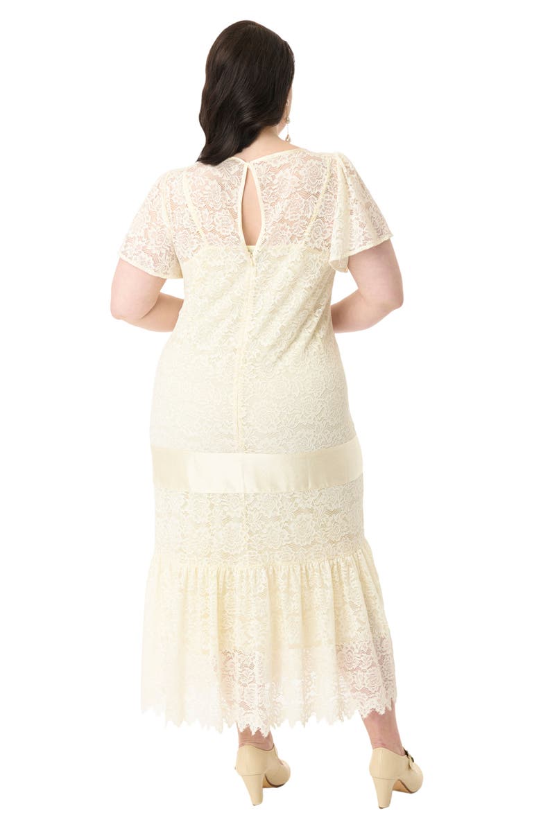 Unique Vintage Plus Size 1920s Flutter Sleeve Flapper, Alternate, color, Ivory