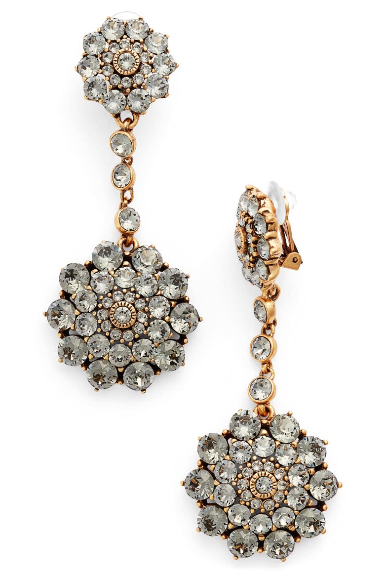 Classic Jeweled Swarovski Crystal Drop Earrings, Main, color, BLACK