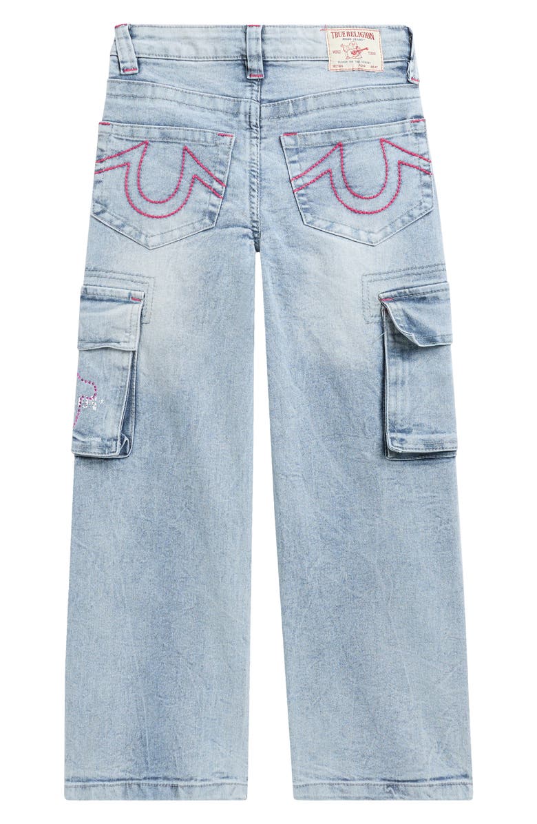 True Religion Kids' Leila Wide Leg Cargo Jeans, Alternate, color, Cloud Blue