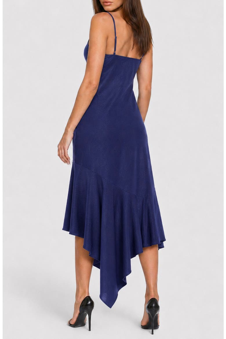 Crushed Satin Handkercheif Hem Dress, Alternate, color, NAVY