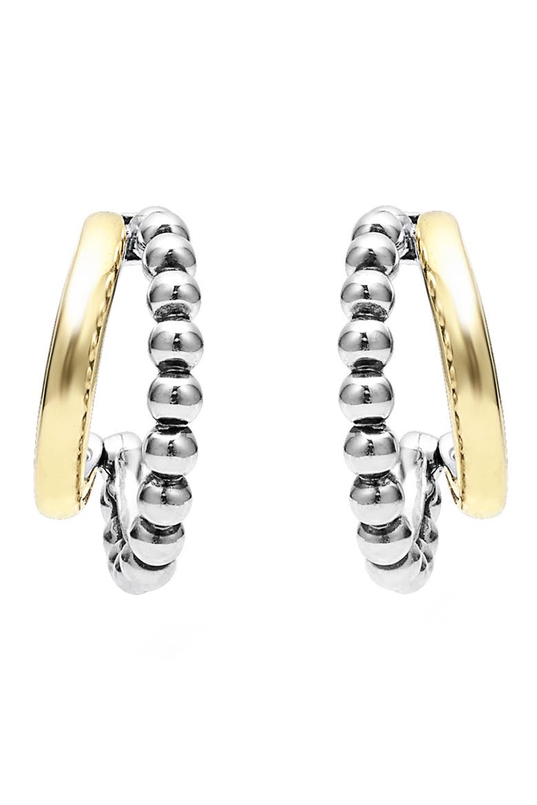 Signature Caviar Double Mini Hoop Earrings (Nordstrom Exclusive), Alternate, color, SILVER GOLD