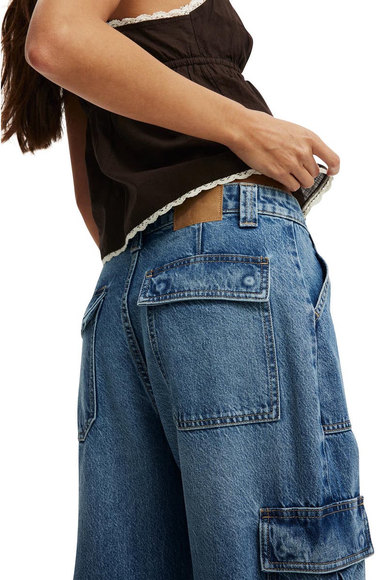 Cotton On Women's Relaxed Cargo Jean, Alternate, color, Tidal Blue