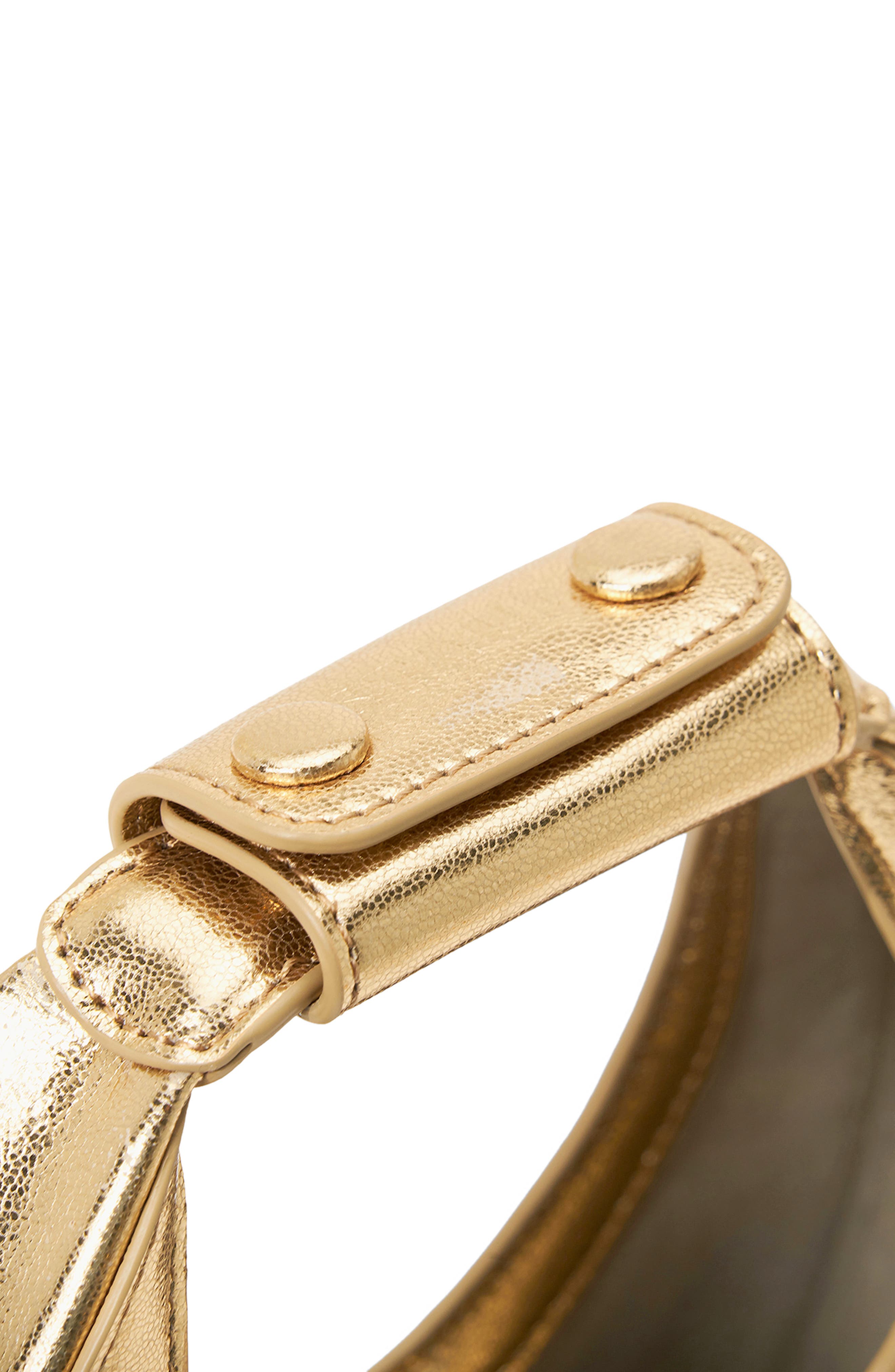 STAUD Good Night Metallic Leather Top Handle Moon Bag, Alternate, color, Gold