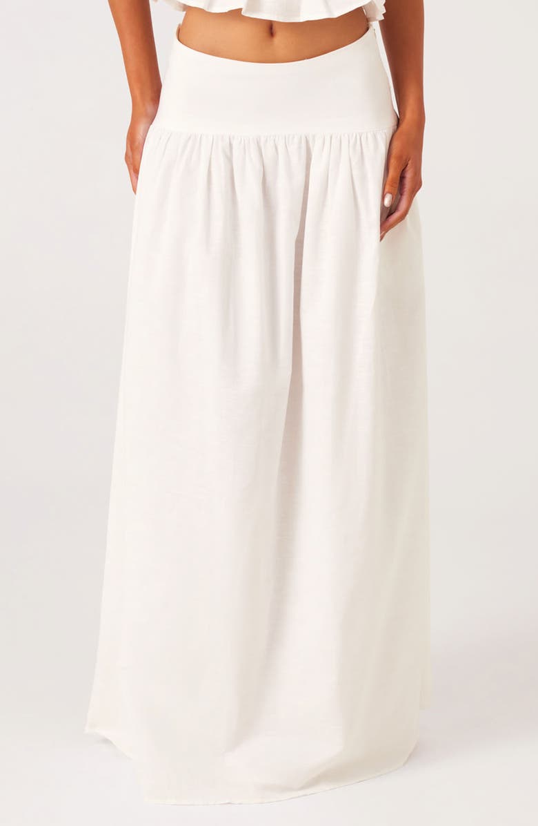 SNDYS Nesa Linen & Cotton Blend Maxi Skirt, Main, color, White