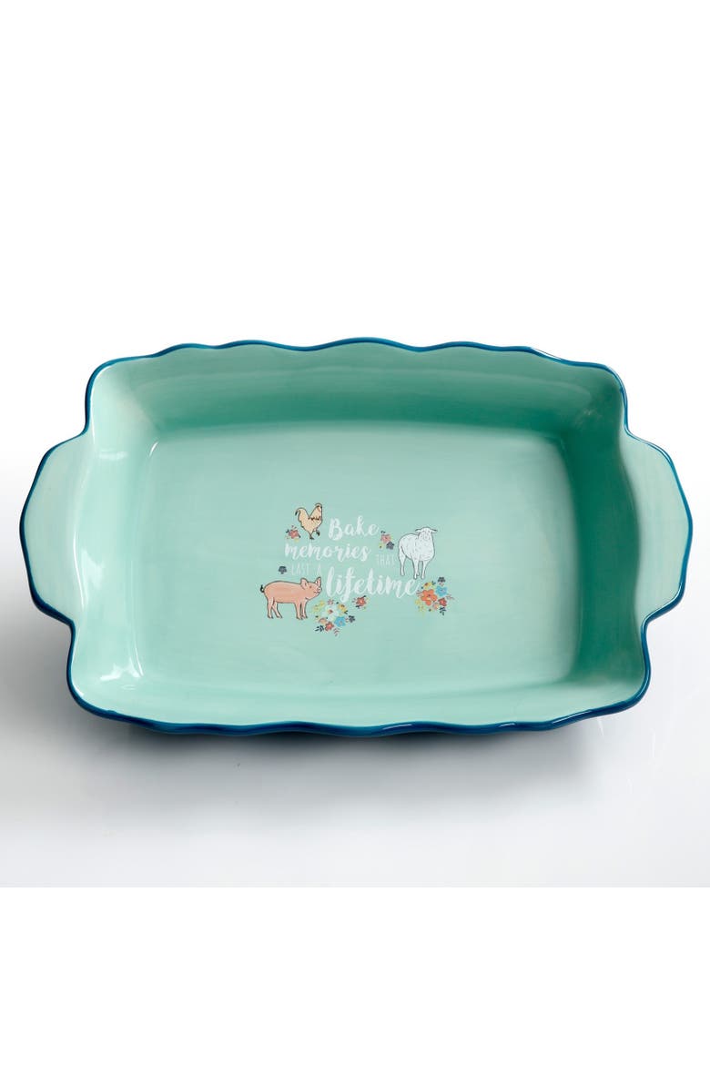 2 Piece Stoneware Bakeware Pan Set In Assorted Colors, Alternate, color, Blue