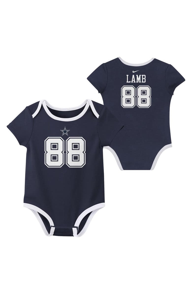 Nike Newborn & Infant Nike CeeDee Lamb Dallas Cowboys Name & Number 3-Pack Bodysuit Set, Alternate, color, Navy
