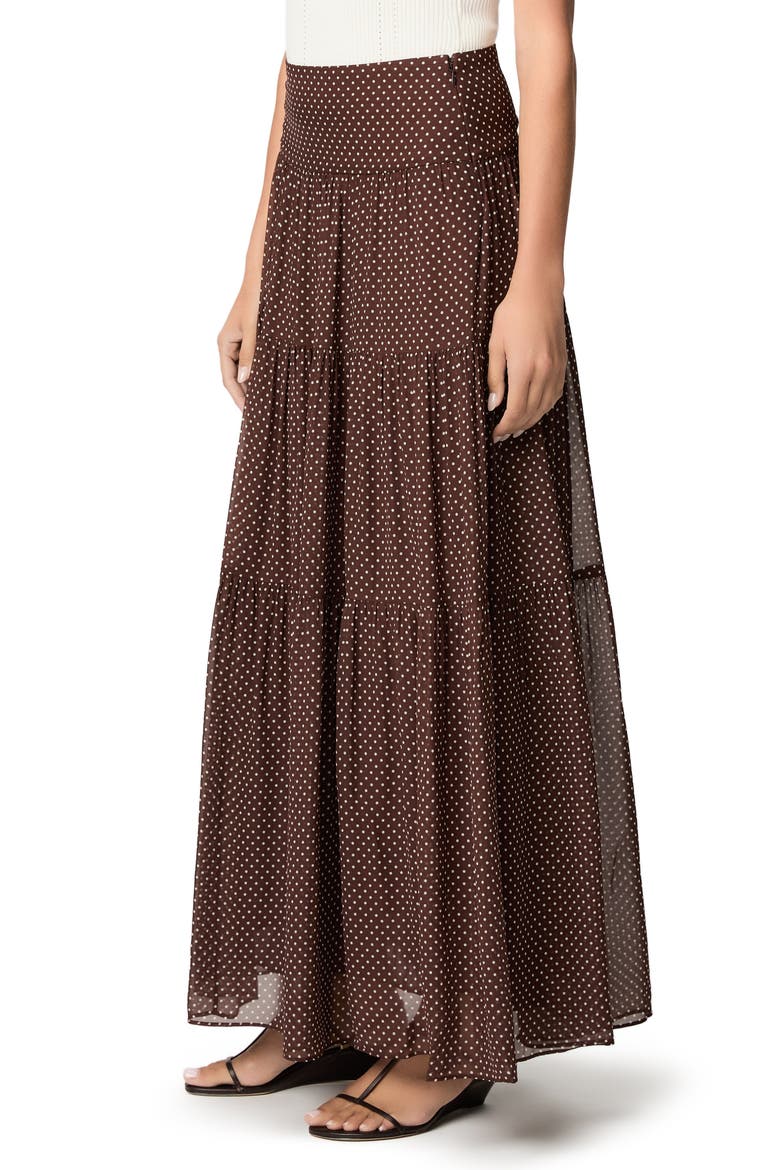 Somi Tiered Polka Dot Maxi Skirt, Alternate, color, MAHOGECRU