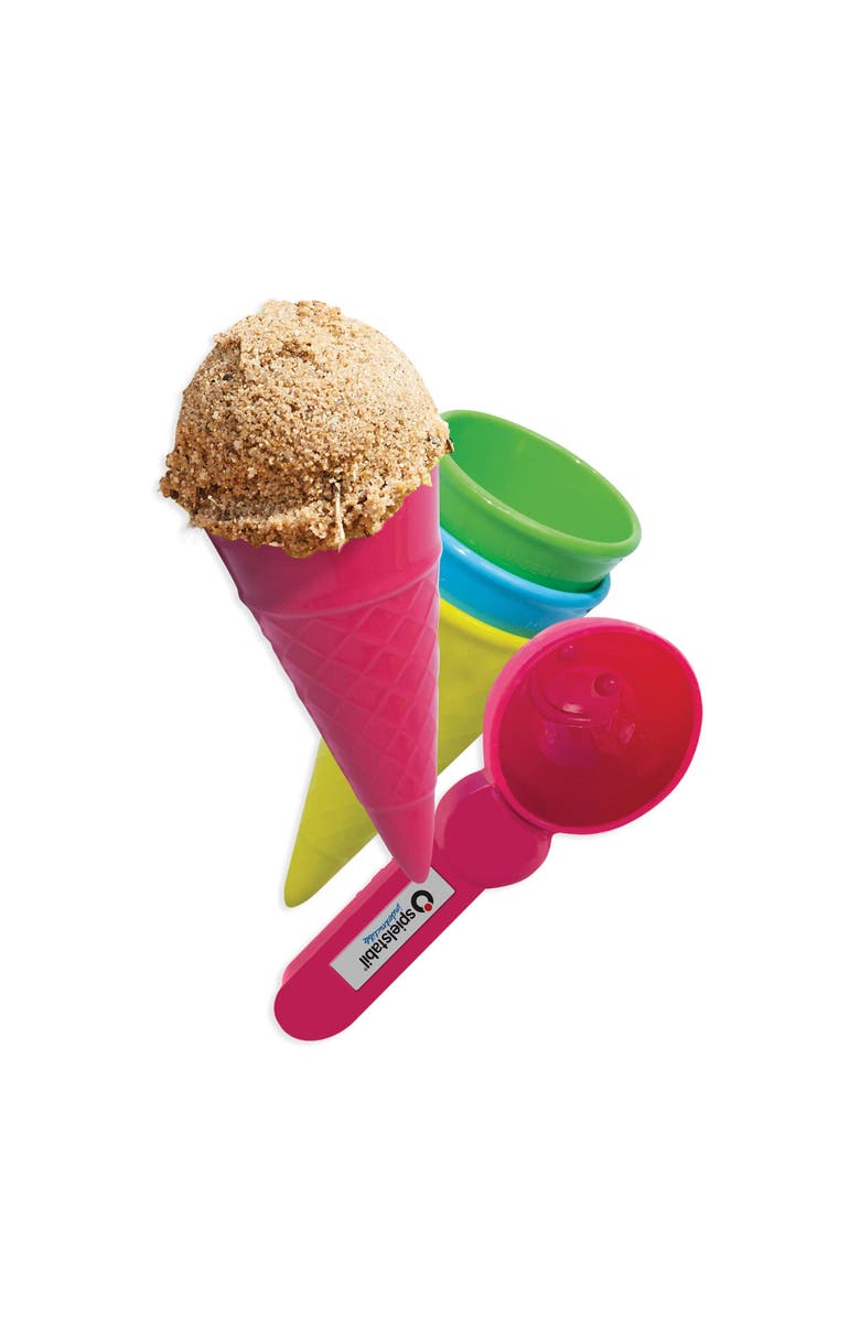 SPIELSTABIL Ice Cream Duo Toddler Beach Ice Cream Toy Sand Toys with 4 Cones & Scooper, Ideal Toddler Outdoor Toys from 18 months+ Made in Germany, Main, color, Multi