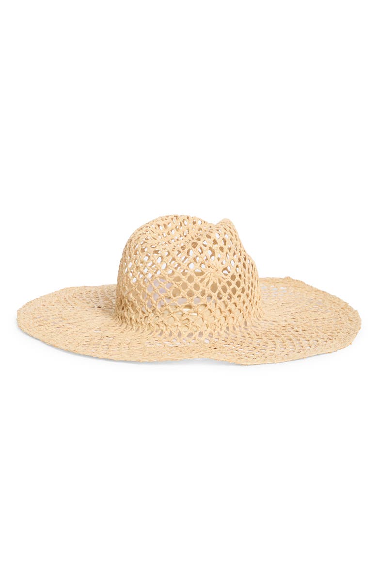 Nordstrom Floral Crochet Cowboy Hat, Alternate, color, Natural