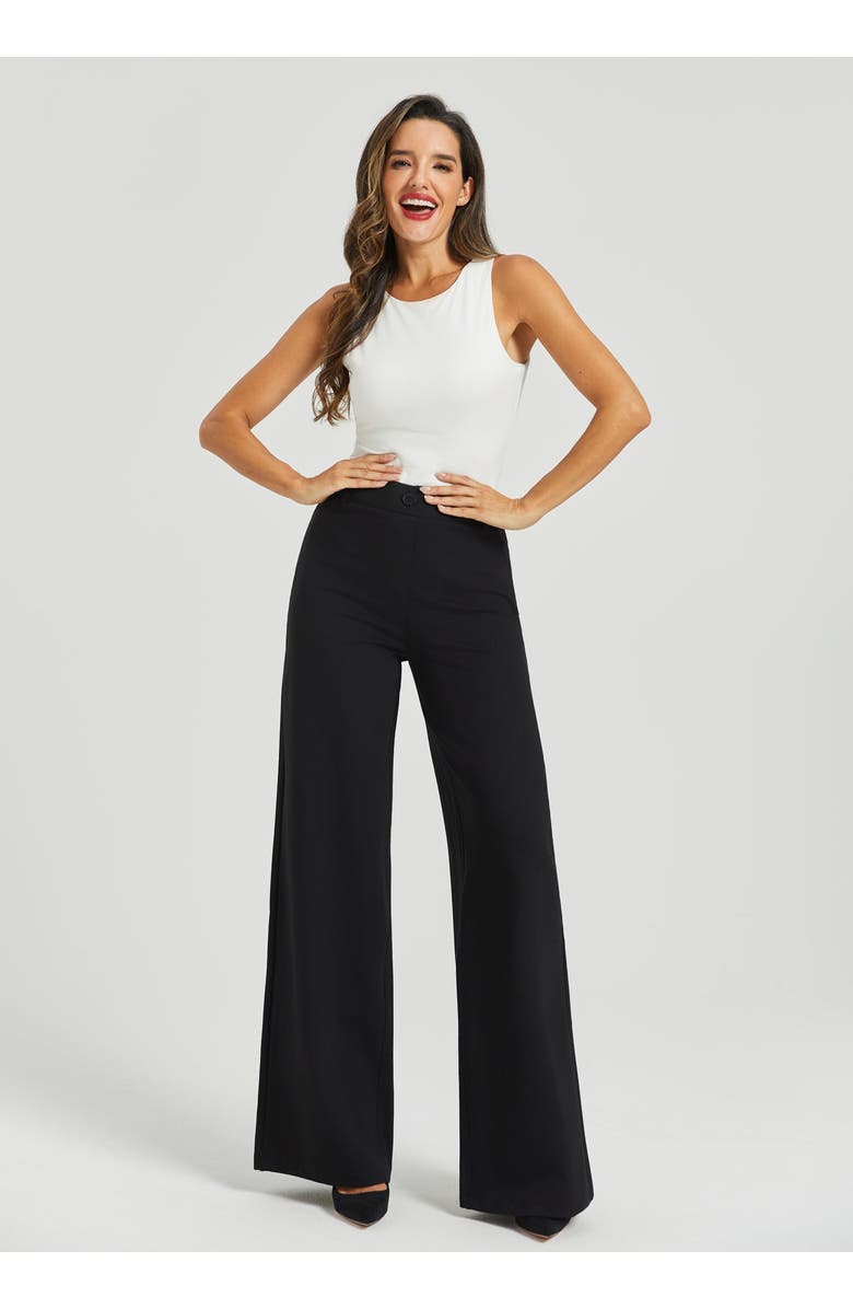 Betabrand Two Pocket DPYP Dress Pant Yoga Pants Wide Leg, Alternate, color, Black