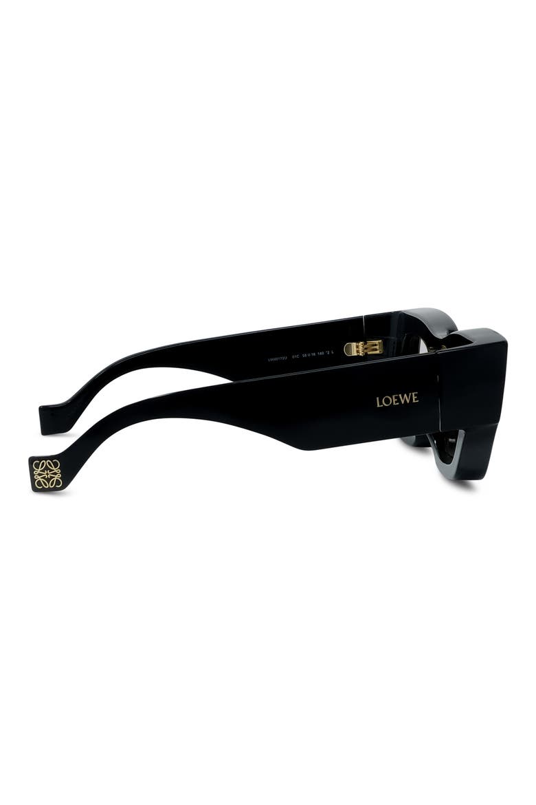 Signature 56mm Rectangular Sunglasses, Alternate, color, SHINY BLACK / SMOKE MIRROR