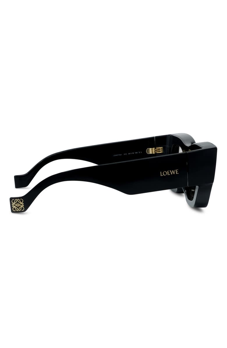 Loewe Signature 56mm Rectangular Sunglasses, Alternate, color, Shiny Black / Smoke Mirror
