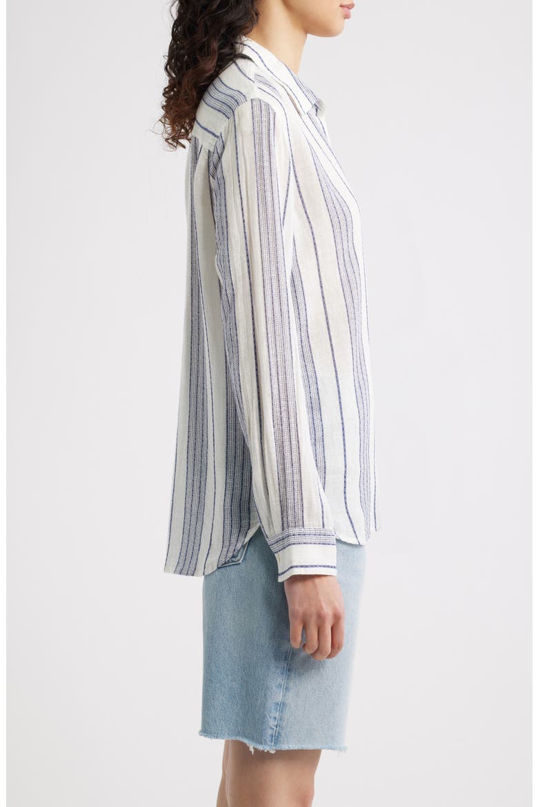 Charli Stripe Linen Blend Button-Up Shirt, Alternate, color, SALINO STRIPE