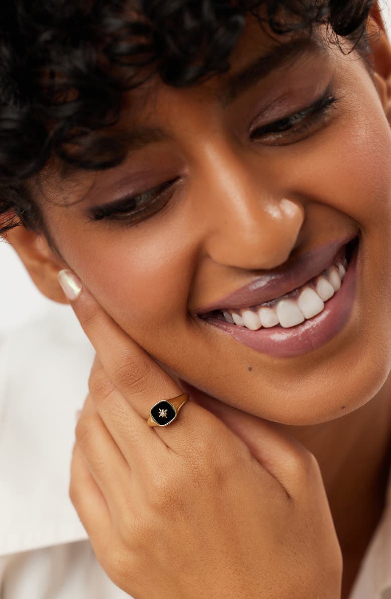 Ana Luisa Gold Signet Ring - Amara Black, Alternate, color, Black/Gold