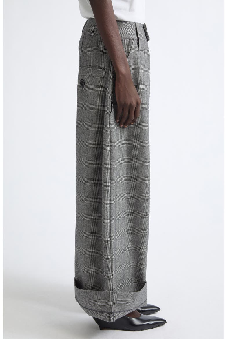 Baby Oversize Glen Plaid Wool Wide Leg Trousers, Alternate, color, DARK GREY