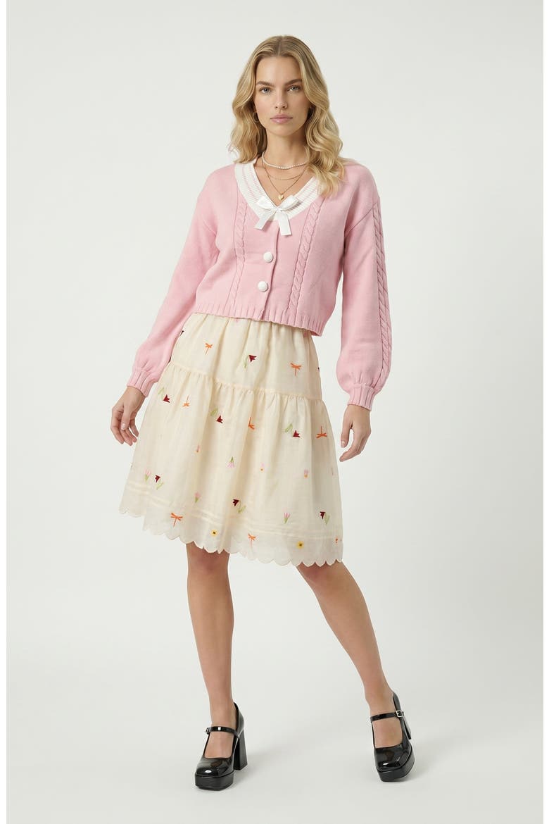 Embroidered Tulle Skirt, Alternate, color, Beige